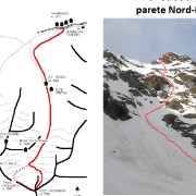 Michi, Ivan, Mapi, io: parcheggiamo a Chiareggio (1.610 m ca,) e in un'ora circa arriviamo al rifugio Gerli-Porro (1.965 m), dove ceniamo e pernottiamo.<br />La mattina sveglia alle ore 3.00 per essere pronti per uscire alle 4 al massimo.<br />Percorriamo il sentiero 323 fino al ghiacciaio del Ventina dove raggiungiamo la parete nord-est superando la crepaccia terminale.<br />Raggiungiamo il Pizzo Cassandra (3.226 m) dal quale godiamo di un bellissimo panorama a 360°.<br />Scendiamo dalla via normale inizialmente lungo la cresta ovest dove superiamo qualche delicato salto di roccia facendoci le opportune e non facili sicure.<br />Raggiungiamo nuovamente il rifugio Gerli-Porro per poi ridiscendere fino a Chiareggio.